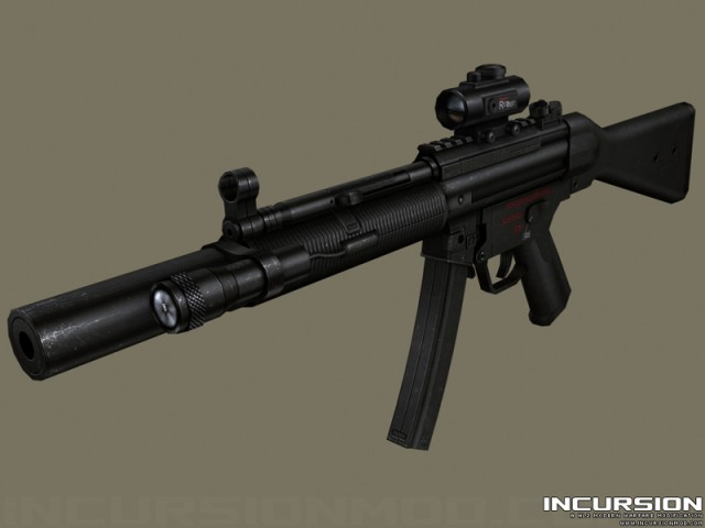 H&K Mp5 mit Schalldmpfer und Zieloptik - Render