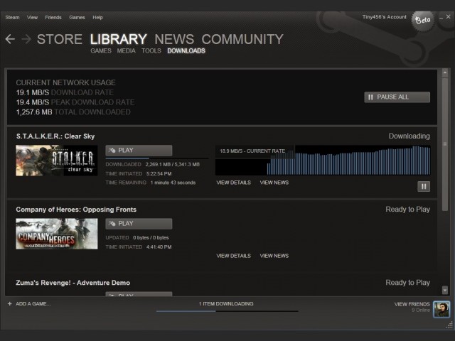 Steam 2010 UI-Update: Downloads