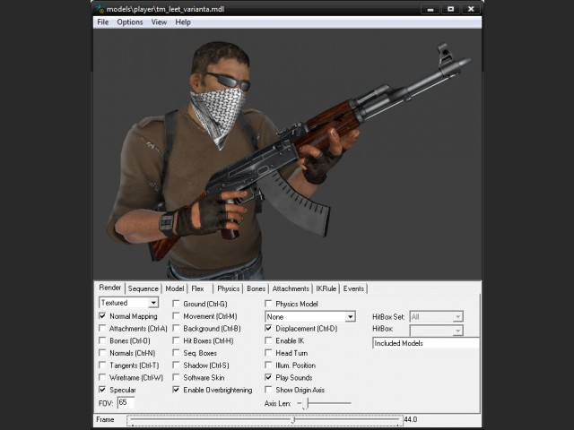 Terrorist mit Waffe im Modelviewer