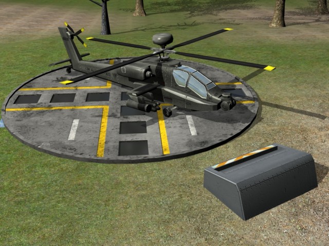 Heli-Pad mit Hubschrauber - Render II