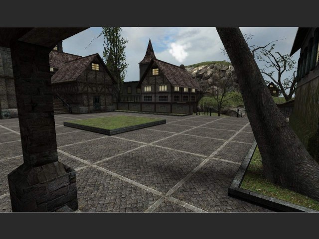 Upper garden square, which offers access to the Elite Guard's headquarters