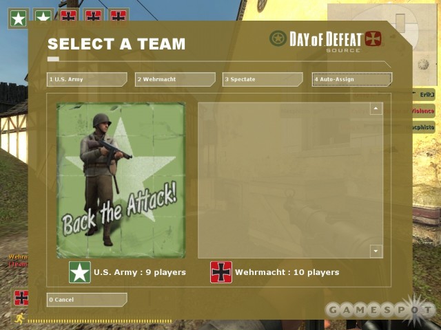 Team Auswahl: U.S. Army