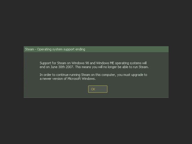 Steam: Support fr Win 98 und ME endet