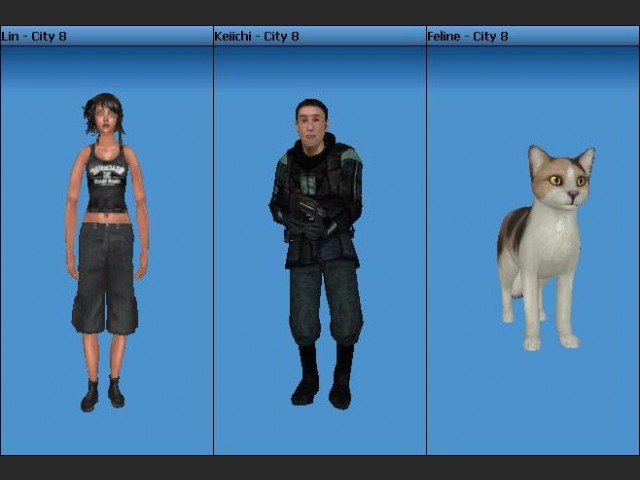 Charaktere - City 8: Lin, Keiichi, Katze Feline