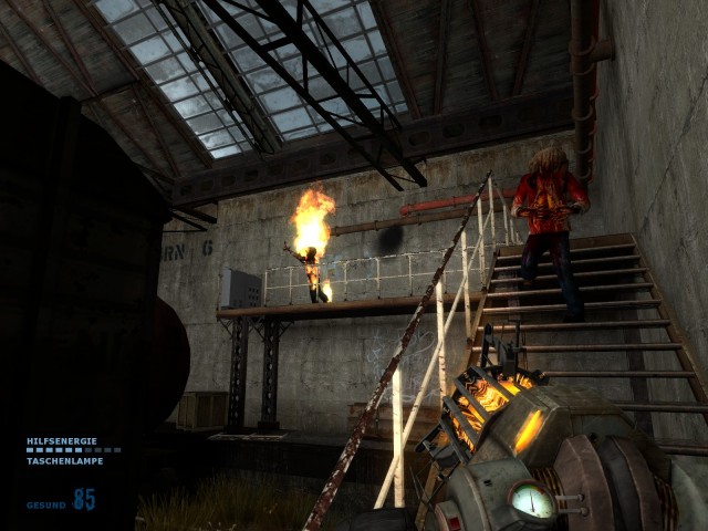 ein brennender Zombie