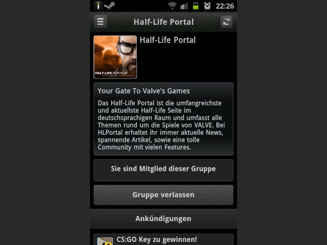 Steam Mobile auf Android Smartphone Gruppe