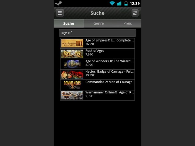 Steam Mobile auf Android Smartphone Suche