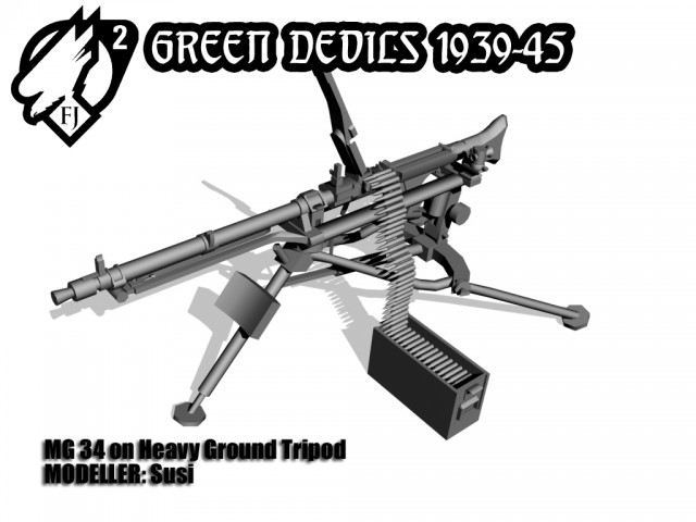 MG 34 Machine Gun on Heavy Ground Tripod